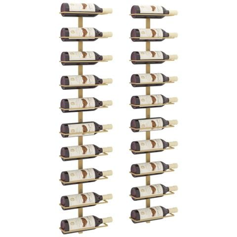 Portavini Da Parete Per 10 Bottiglie 2 Pz Dorato In Metallo - Foto 2