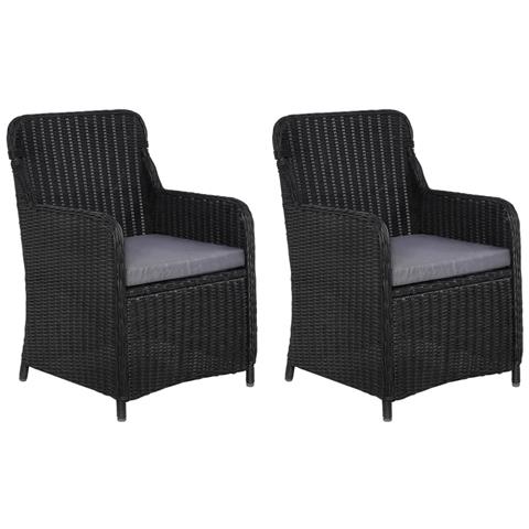 Sedie Da Esterno Con Cuscini 2 Pz Polyrattan Nero - Foto 2