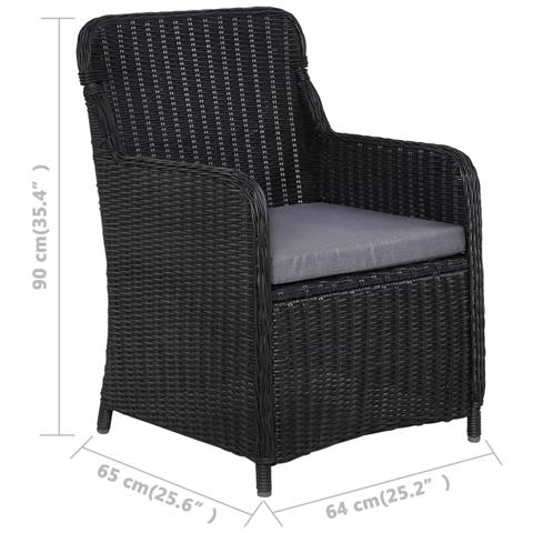 Sedie Da Esterno Con Cuscini 2 Pz Polyrattan Nero - Foto 7