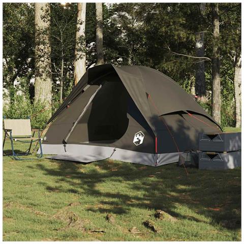 Tenda da Campeggio a Cupola per 2 Persone Marrone Impermeabile - Foto 2