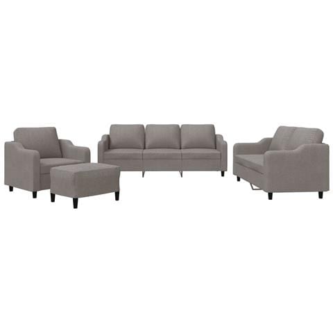 Set di Divani 4 pz con Cuscini Tortora in Tessuto - Foto 1