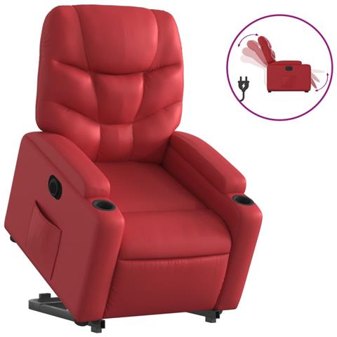 Poltrona Alzapersona Reclinabile Elettrica Rossa in Similpelle - Foto 1