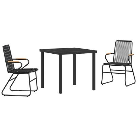 Set da Pranzo da Giardino 3 Pezzi Nero Rattan in PVC - Foto 1