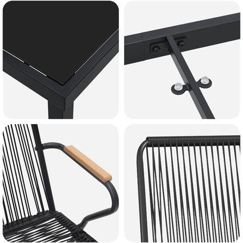 Set da Pranzo da Giardino 3 Pezzi Nero Rattan in PVC - Foto 9