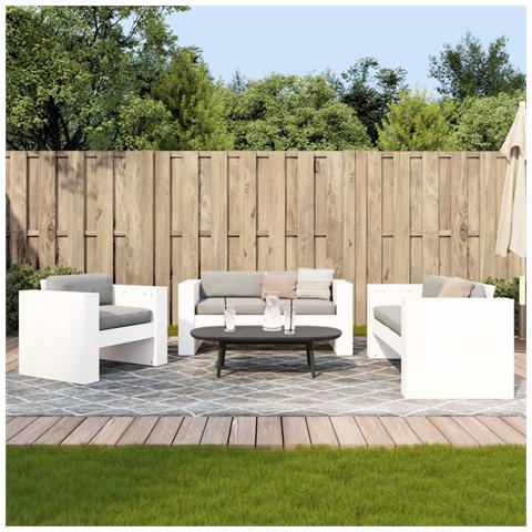 Set Salotto da Giardino 2 pz Bianco in Legno Massello di Pino - Foto 2