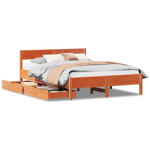 Letto senza Materasso Marrone Cera 120x200 cm in Legno di Pino - Foto 1