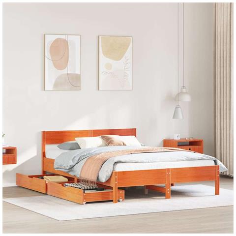 Letto senza Materasso Marrone Cera 120x200 cm in Legno di Pino - Foto 2