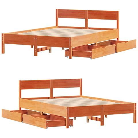 Letto senza Materasso Marrone Cera 120x200 cm in Legno di Pino - Foto 9