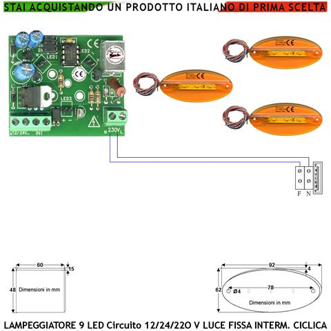 Lampeggiante Arancione Ovale Piatto Circuito Multifumzioni Selezione Luce Fissa Intermittente Ciclica Il Circuito Alim - Foto 1