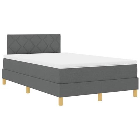 Letto a molle con materasso Grigio scuro 120 x 190 cm Tessuto - Foto 1