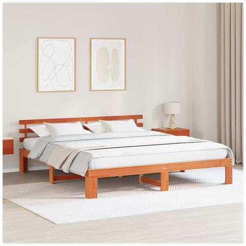 Struttura del letto Marrone 180 x 200 cm Legno massello di pino - Foto 2