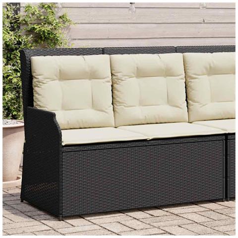 Panca Reclinabile da Giardino con Cuscini Nera in Polyrattan - Foto 2