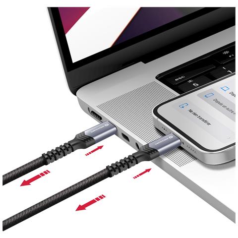 Cavo 5a Synchro E Ricarica 2-in-1 Usb-c A Usb-c E Lightning 100w 1,5m, Nero - Foto 4