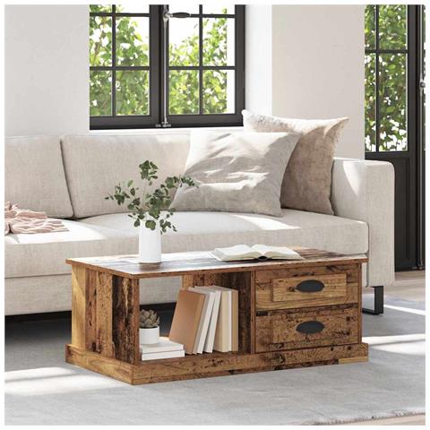 Tavolino da salotto con cassetto Legno vecchio 90 x 50 x 35 cm - Foto 2