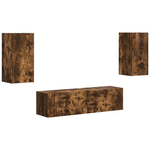 Set mobile TV 4 pcs Rovere fumé Legno multistrato - Foto 1