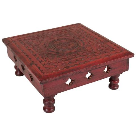 Tavolino In Legno Rosso 33x33x14h - Foto 1