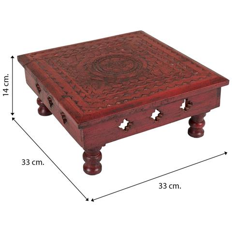 Tavolino In Legno Rosso 33x33x14h - Foto 5