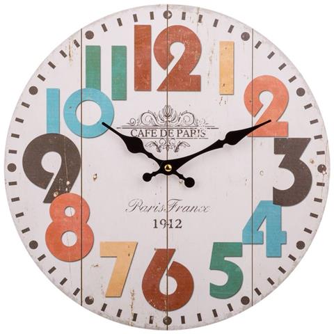 Orologio Da Parete In Legno Bianco D34x2 Cm - Foto 1