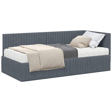 Struttura Letto Angolare con Materasso 2 pcs Grigio Velluto - Foto 1