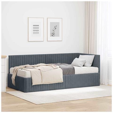 Struttura Letto Angolare con Materasso 2 pcs Grigio Velluto - Foto 2