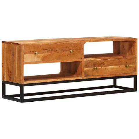 Mobile TV Naturale 110 x 30 x 44 cm Legno di Acacia Massello - Foto 1