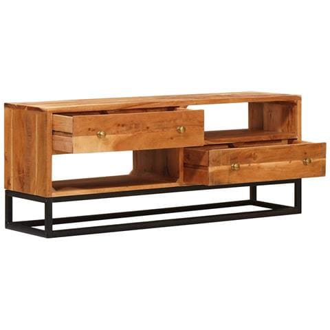 Mobile TV Naturale 110 x 30 x 44 cm Legno di Acacia Massello - Foto 2