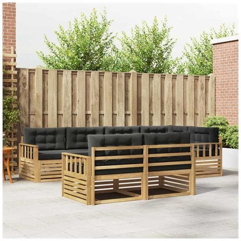 Set di divani da esterno 7 pcs Bianco e Antracite Poliestere - Foto 2