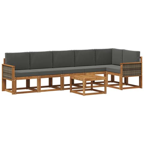 Set di divani da esterno 7 pcs Naturale e Antracite Poliestere - Foto 1