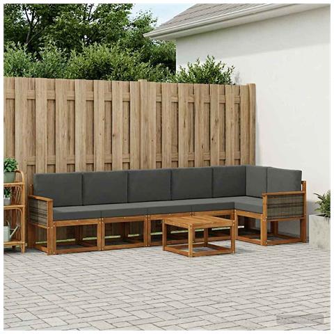 Set di divani da esterno 7 pcs Naturale e Antracite Poliestere - Foto 2
