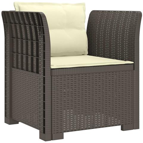 Poltrona a 1 Posto con Cuscini Aspetto Rattan PP Grigio Chiaro - Foto 1