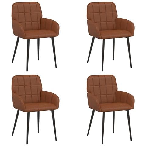 Sedie da pranzo 4 pcs Similpelle Marrone 57 x 50 x 85 cm - Foto 1