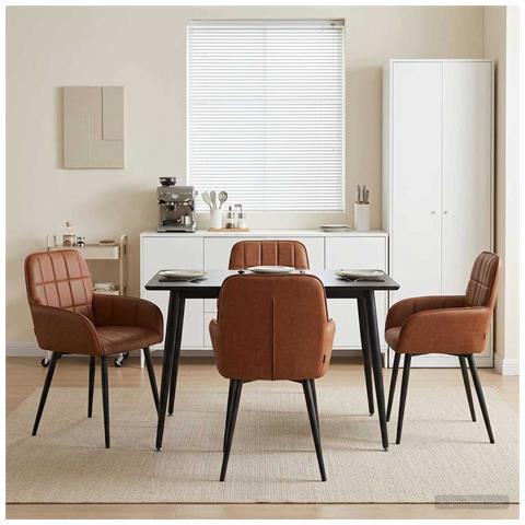 Sedie da pranzo 4 pcs Similpelle Marrone 57 x 50 x 85 cm - Foto 2