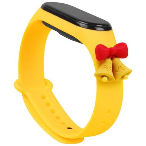 Bracciale Di Natale Per Xiaomi Mi Band 6 / Mi Band 5 Bracciale In Silicone Natalizio Con Cinturino Di Colore Giallo (campanelli) - Foto 1