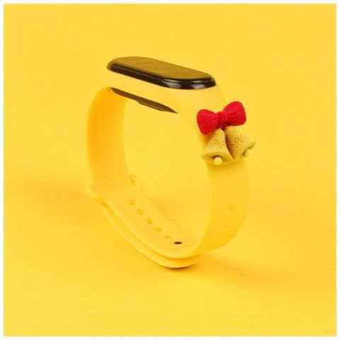 Bracciale Di Natale Per Xiaomi Mi Band 6 / Mi Band 5 Bracciale In Silicone Natalizio Con Cinturino Di Colore Giallo (campanelli) - Foto 2