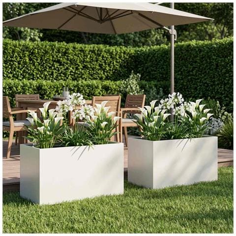 Vaso da giardino 2 pz Bianco 80 x 50 x 50 cm - Foto 2