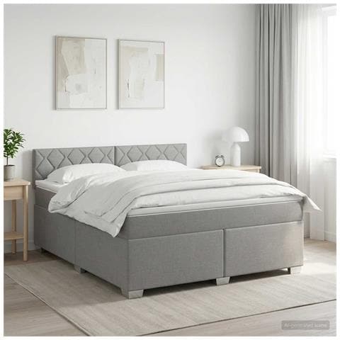 Letto box spring con materasso Grigio Chiaro 180 x 200 cm - Foto 10