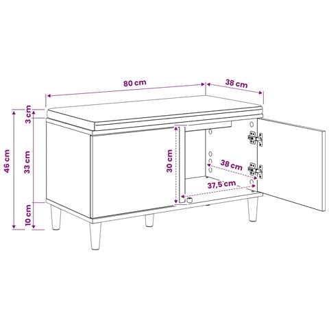 Panca per scarpe con cuscino Rovere Artigianale 80 x 38 x 46 cm - Foto 9