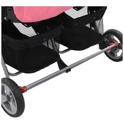 Passeggino Gemellare Rosa E Nero Acciaio - Foto 2