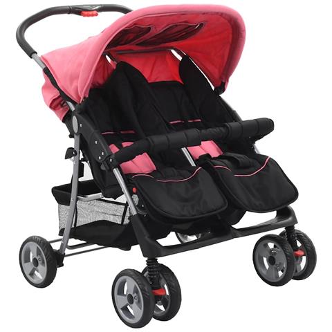 Passeggino Gemellare Rosa E Nero Acciaio - Foto 1