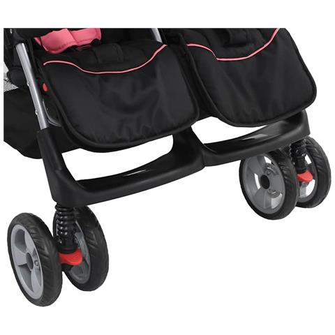 Passeggino Gemellare Rosa E Nero Acciaio - Foto 10