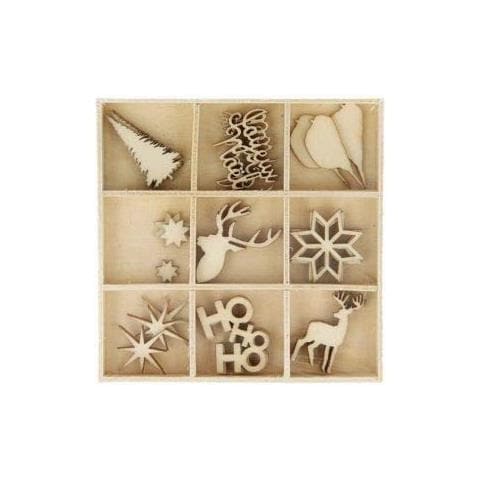 Scatola Di 27 Mini Decorazioni Natalizie Di Legno - Foto 1