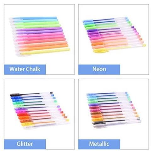 48 Confezioni Di Gel Di Colore Dellinchiostro Penne Set The Best Penne Di Gel Per Adulti E Bambini Libri Da Colorare Disegno E Di Scrittura (12 Metallic 12 12 Glitter Neon 12 Water Chalk) - Foto 2