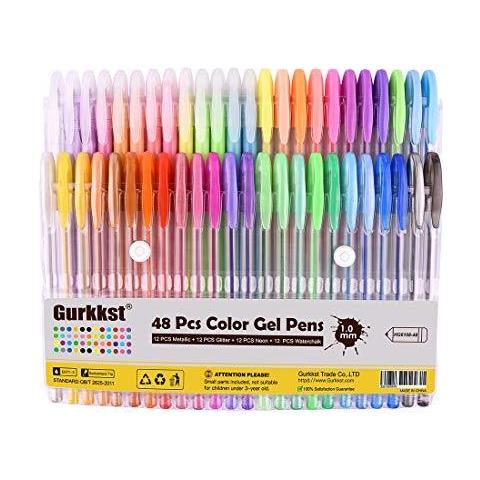 48 Confezioni Di Gel Di Colore Dellinchiostro Penne Set The Best Penne Di Gel Per Adulti E Bambini Libri Da Colorare Disegno E Di Scrittura (12 Metallic 12 12 Glitter Neon 12 Water Chalk) - Foto 1