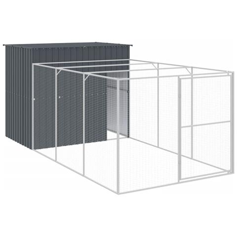 Casetta Cani Con Corsa Antracite 214x457x181 Cm Acciaio Zincato - Foto 1