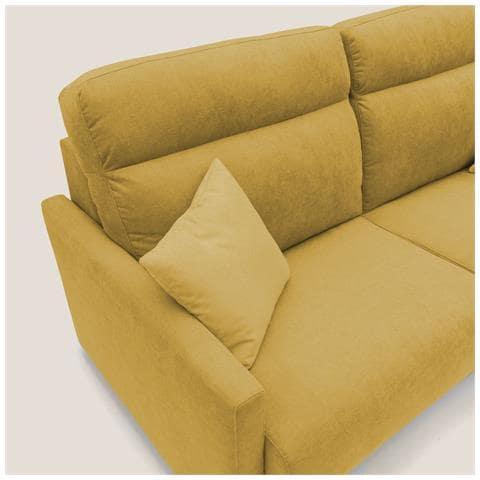 Margot Divano letto matrimoniale con schienale morbido alto in tessuto T02 156 cm (mat. 120x197) giallo - Foto 1