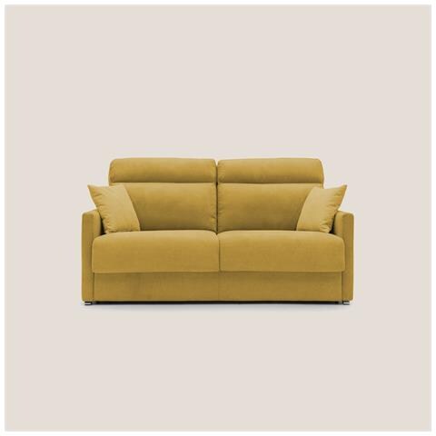 Margot Divano letto matrimoniale con schienale morbido alto in tessuto T02 156 cm (mat. 120x197) giallo - Foto 3