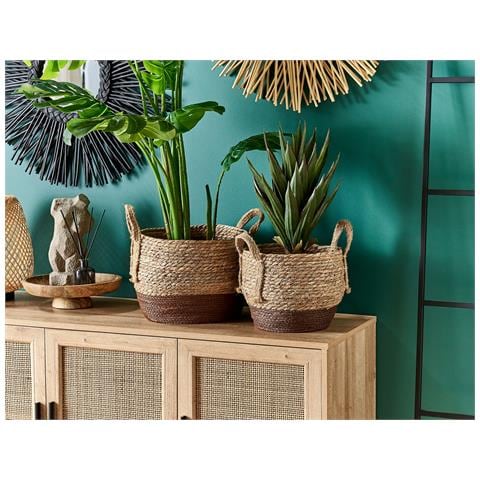 Set Di 2 Cesti Per Vasi Da Fiori In Fibra Di Alga Marina Naturale Paladju - Foto 1