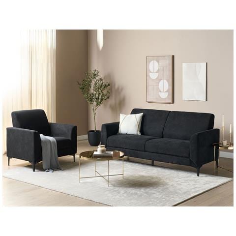 Divano 3 Posti Fenes Tessuto Nero - Foto 1