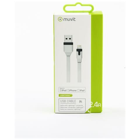 Cavo Lightning Verso Usb-a 2.0 Tab Carica E Sincronizzazione 2.4a 2m, Bianco - Foto 2