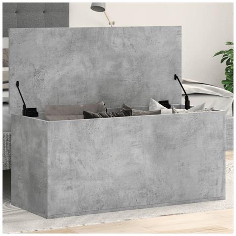 Contenitore Grigio Cemento 100x42x46 Cm In Legno Multistrato - Foto 1